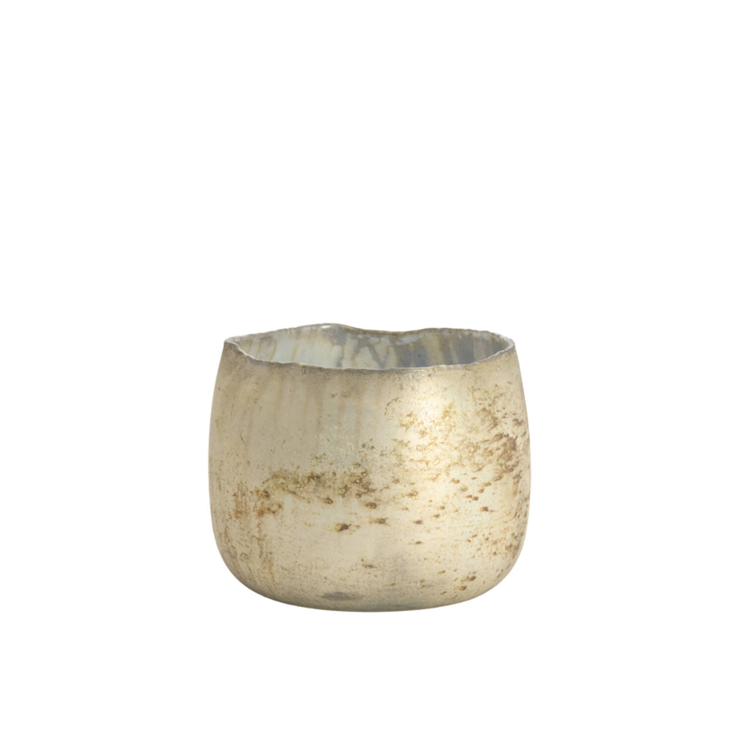 Tealight Ø14x12 cm SUNGAI glass matt antique grey-brown