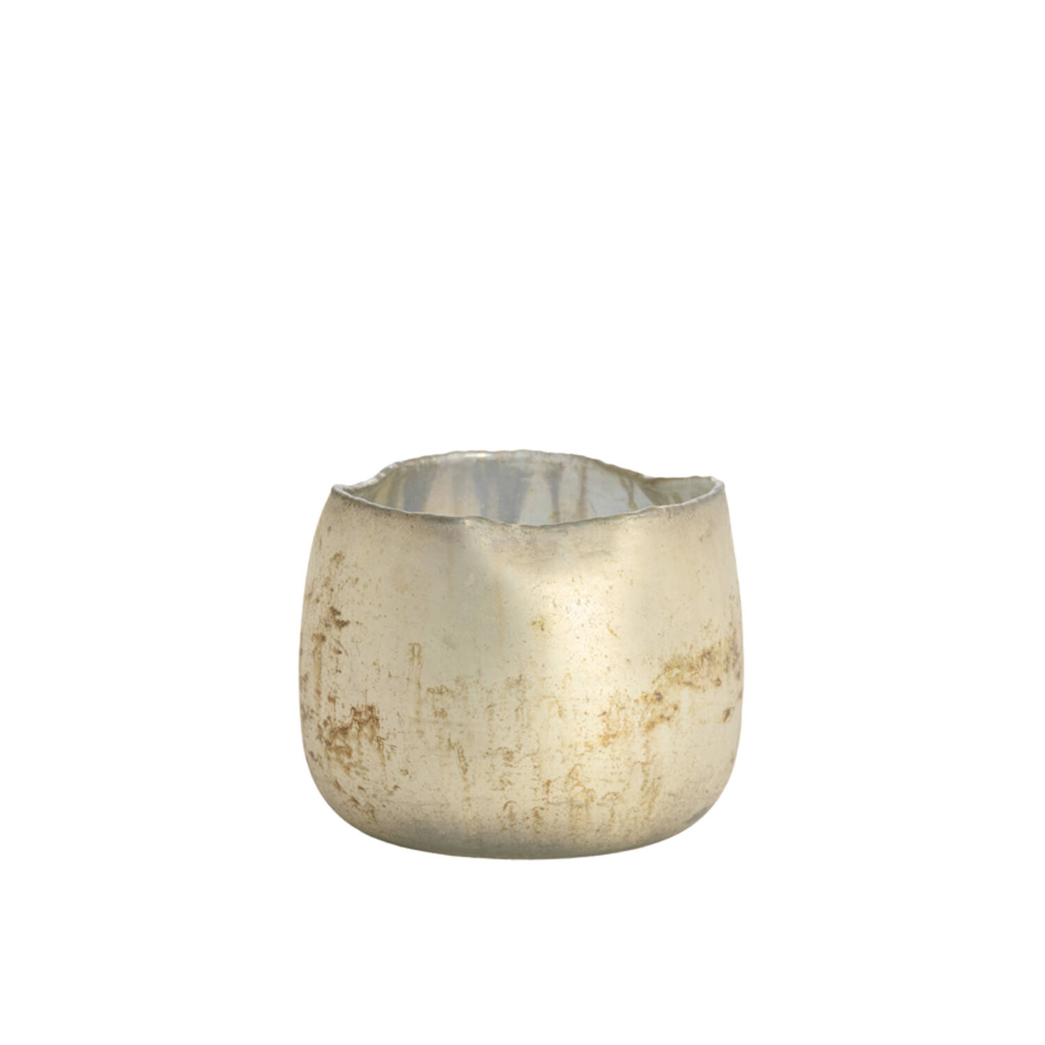 Tealight Ø14x12 cm SUNGAI glass matt antique grey-brown