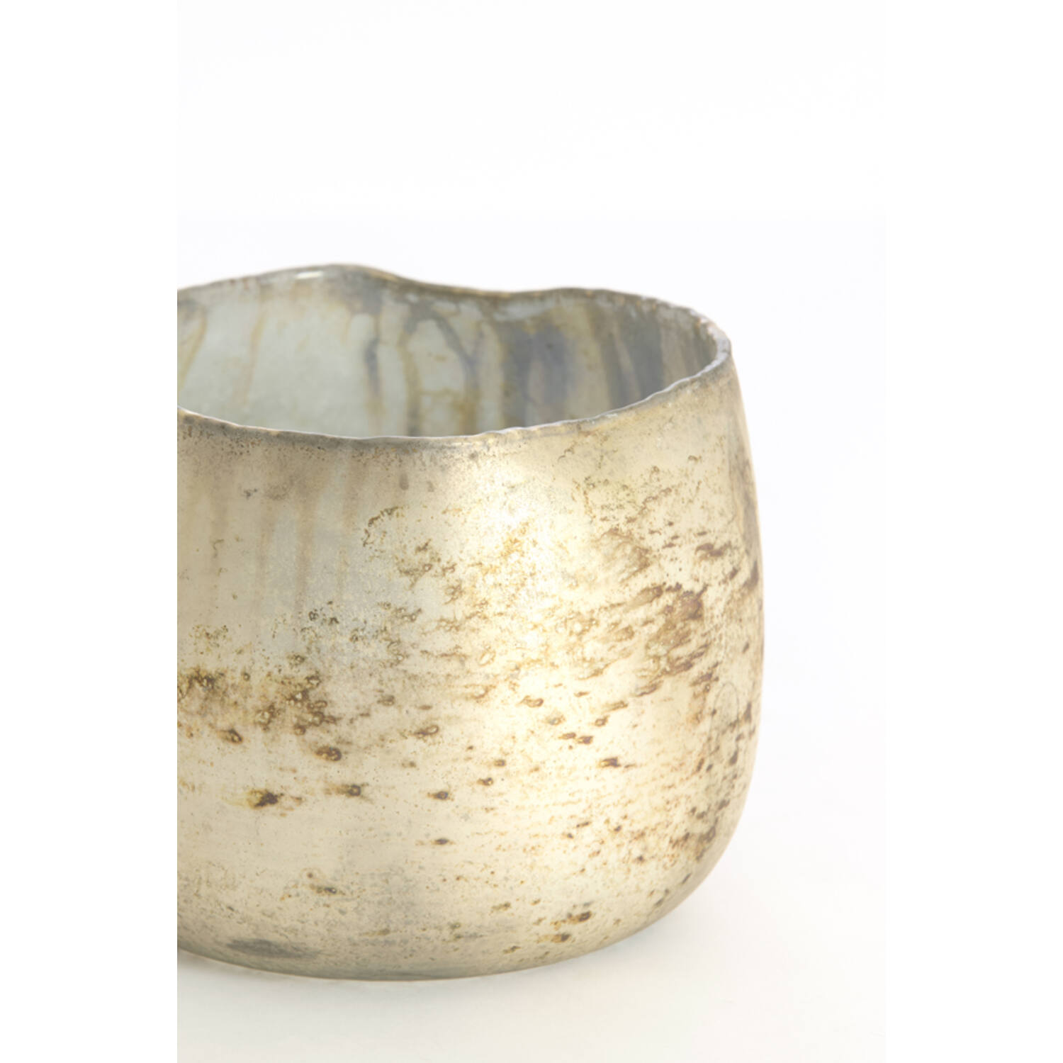 Tealight Ø14x12 cm SUNGAI glass matt antique grey-brown