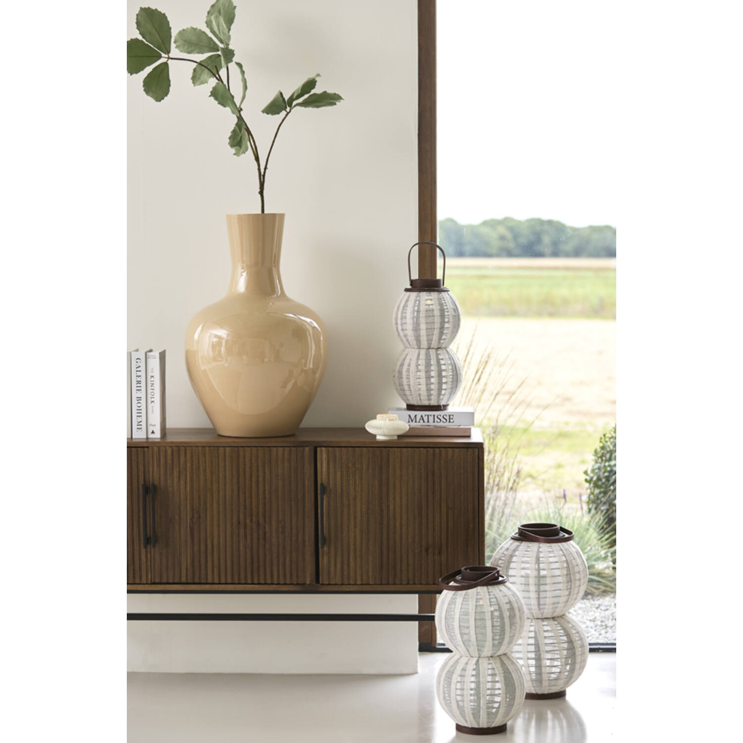 Hurricane Ø31x64 cm ARBORE linen brown+wood dark brown
