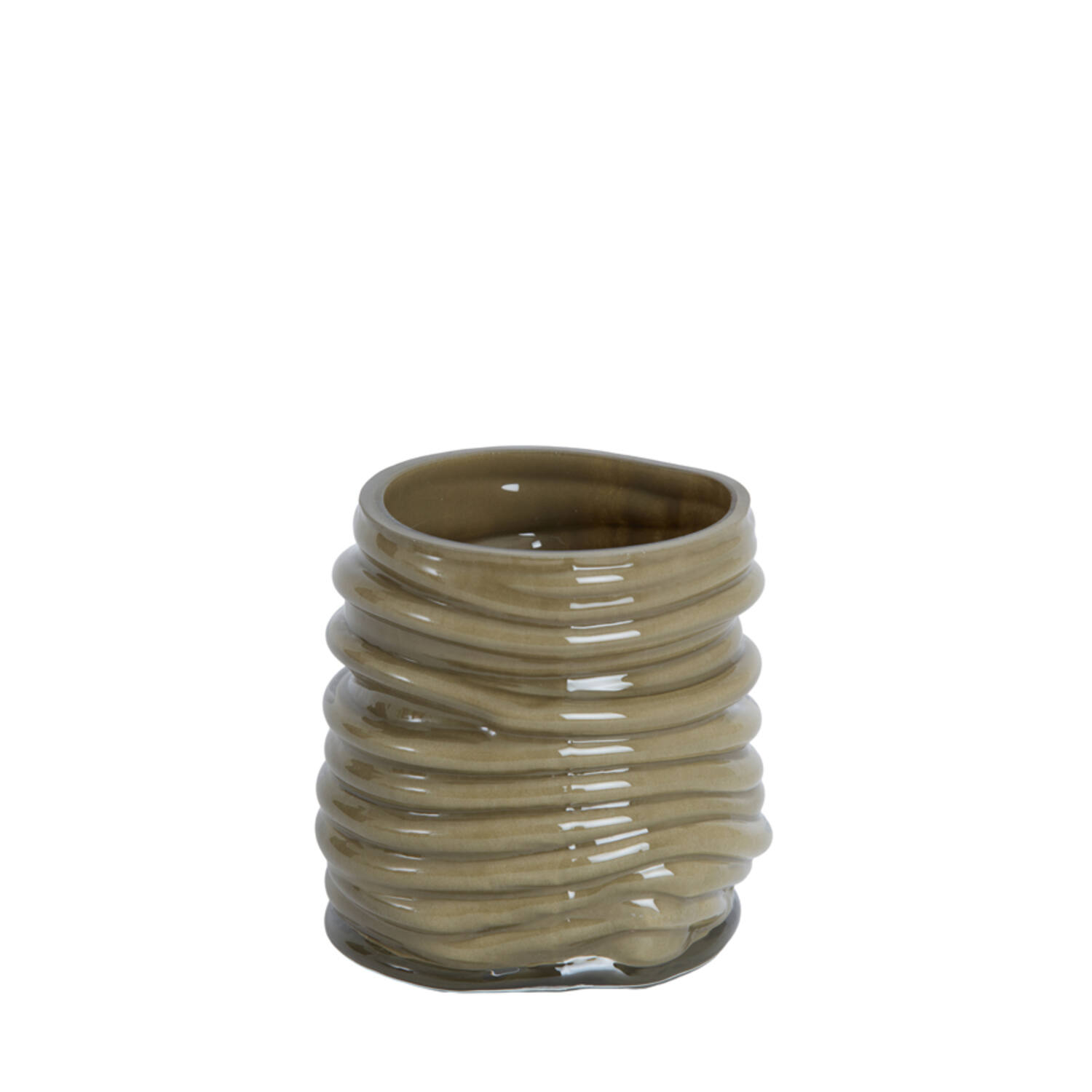 Tealight Ø10x11,5 cm MILYAN glass milky olive green