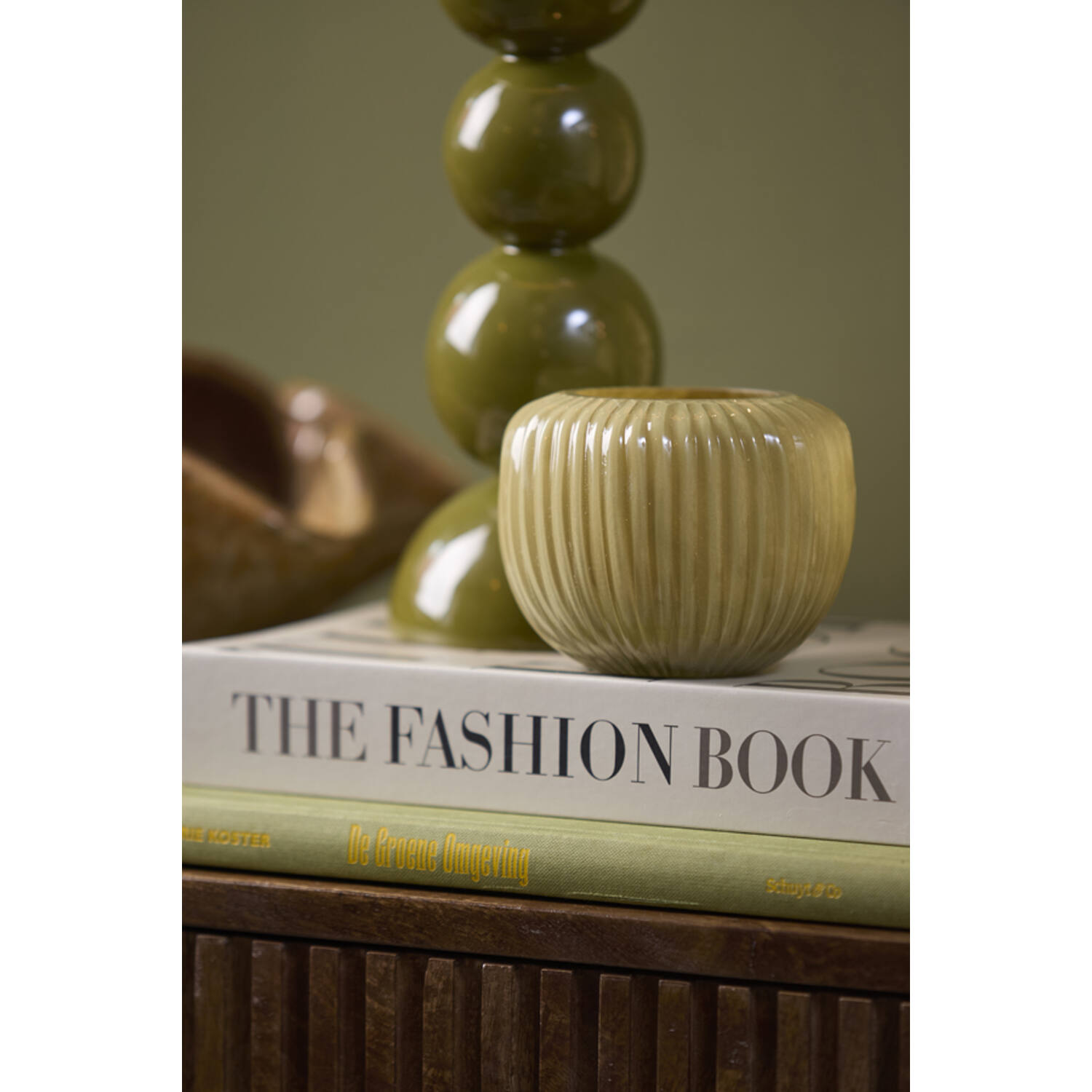Tealight Ø11x9 cm OPALINE glass olive green