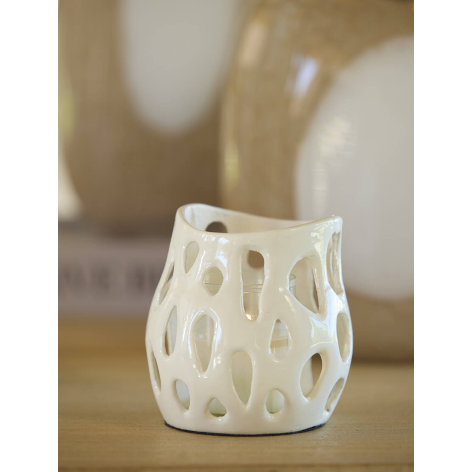 Tealight Ø10x10 cm SARANI shiny cream
