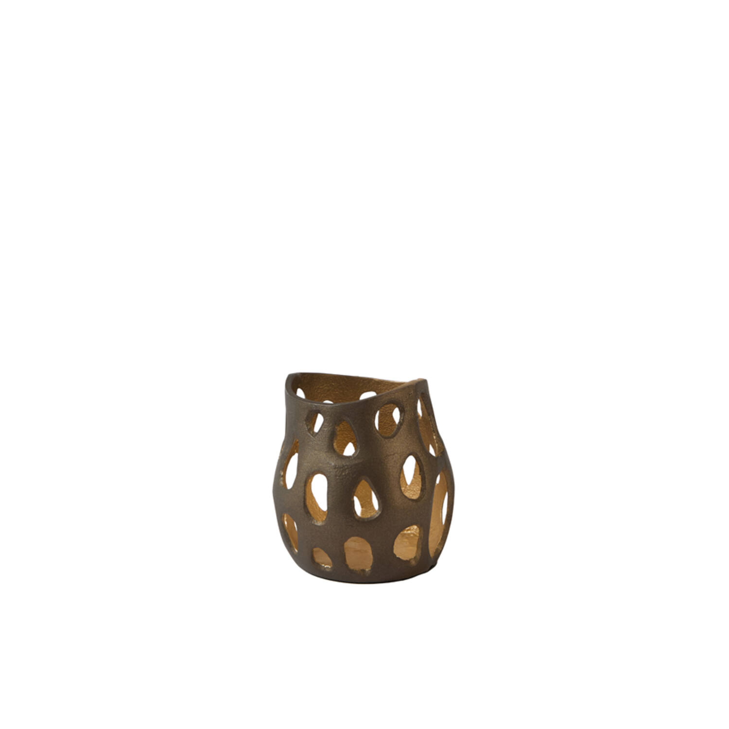 Tealight Ø10x10 cm SARANI matt brown-bronze+gold