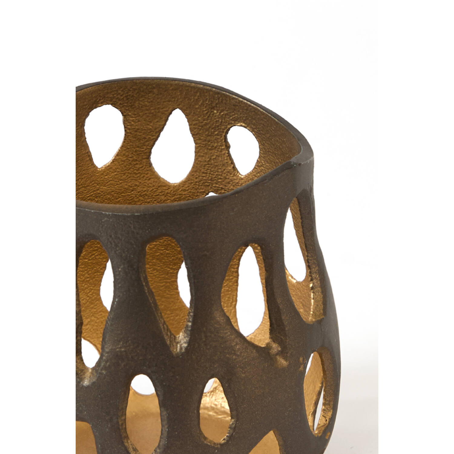 Tealight Ø10x10 cm SARANI matt brown-bronze+gold