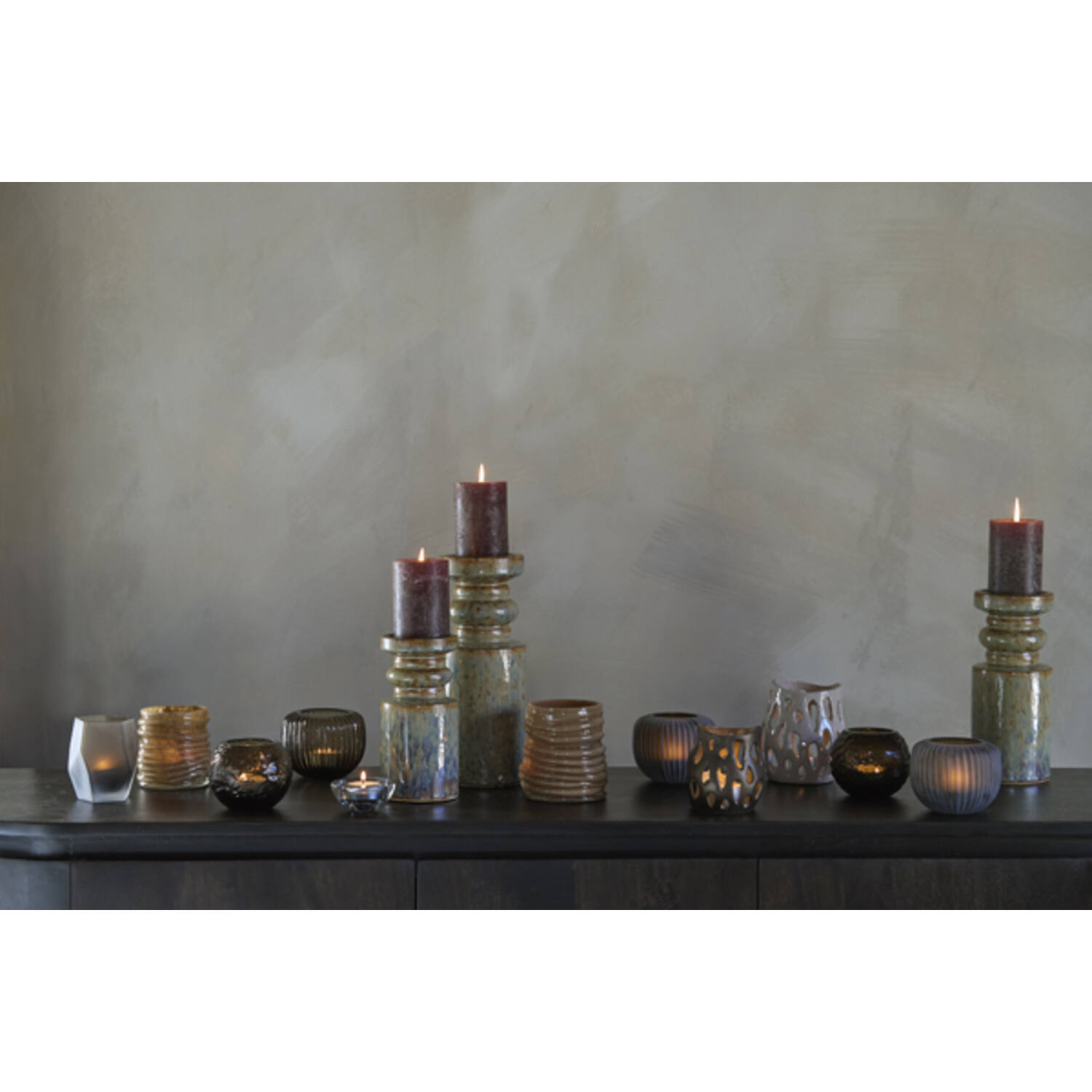 Tealight Ø10x10 cm SARANI matt brown-bronze+gold