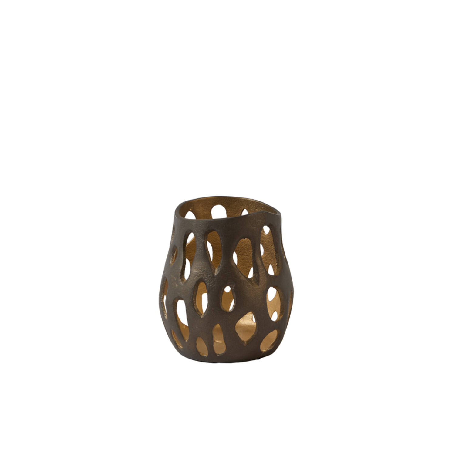 Tealight Ø12x12 cm SARANI matt brown-bronze+gold