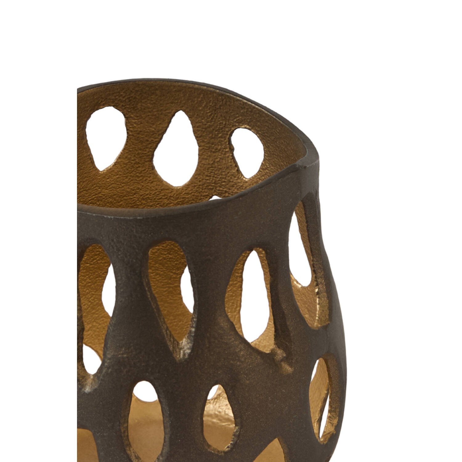Tealight Ø12x12 cm SARANI matt brown-bronze+gold