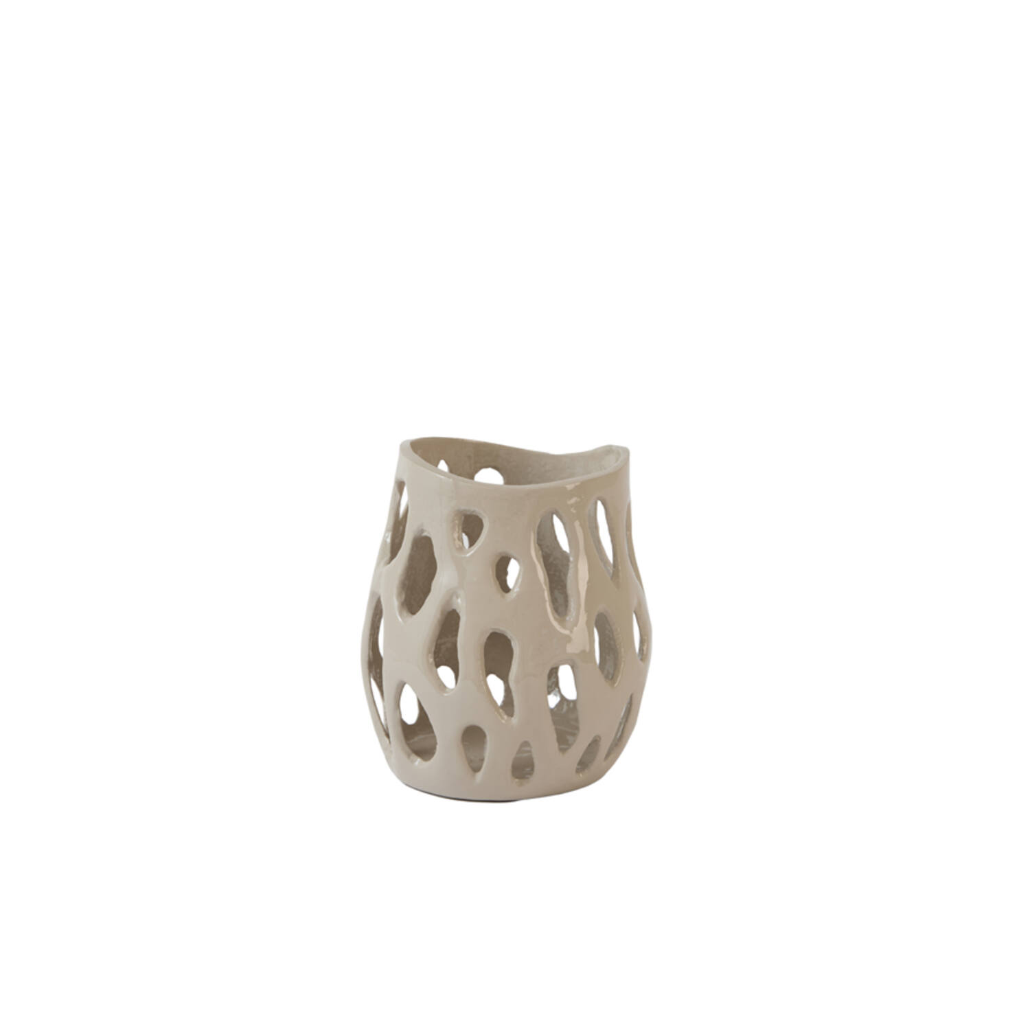 Tealight Ø12x12 cm SARANI shiny light grey