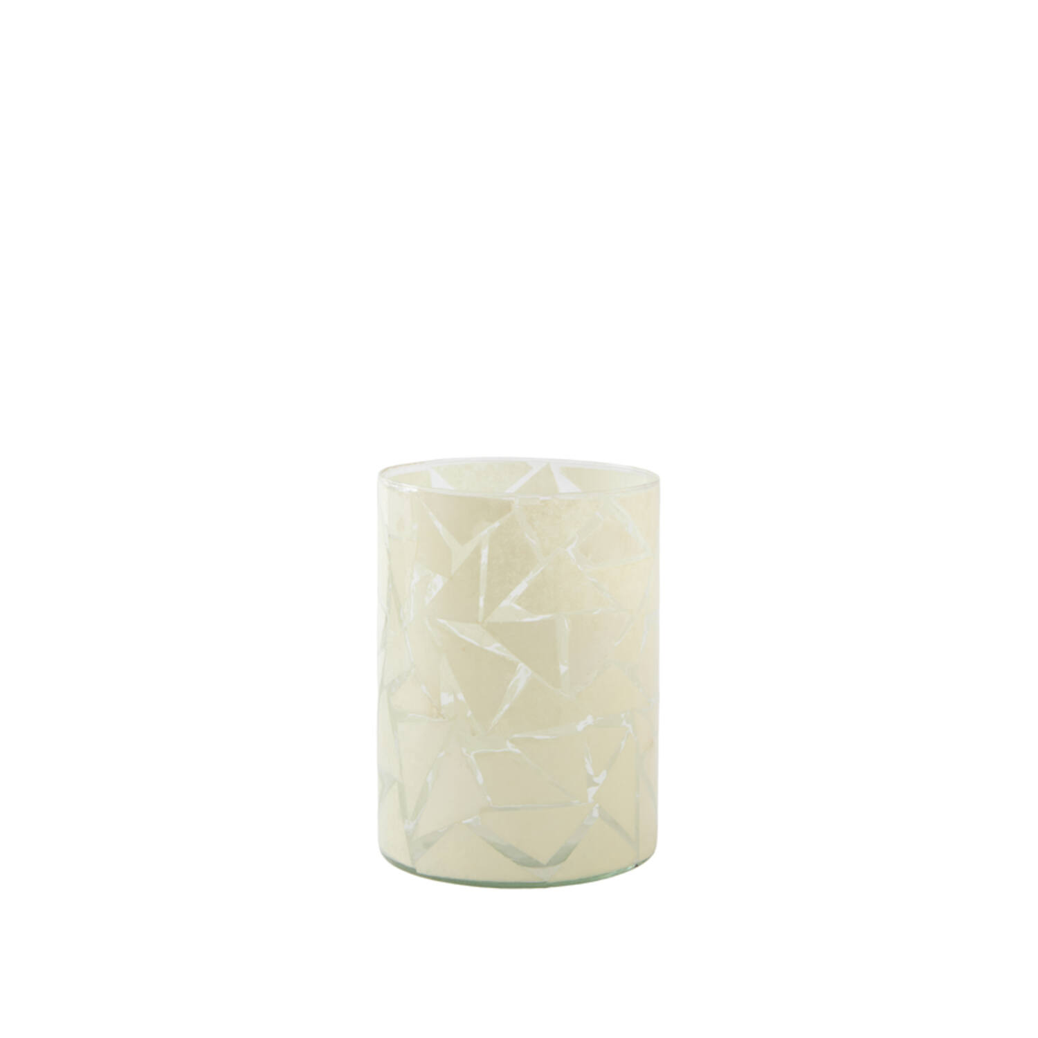 Tealight Ø14x20 cm ZENAYA glass transparent+cream