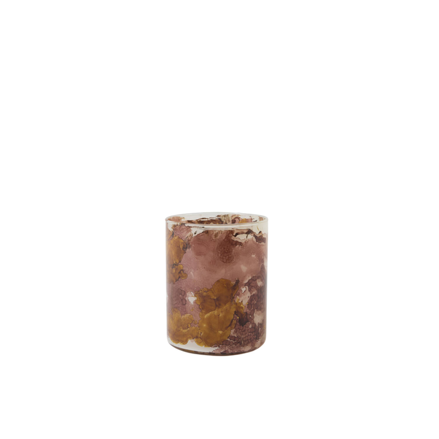 Tealight Ø10x13 cm DALINO glass amber+dark pink