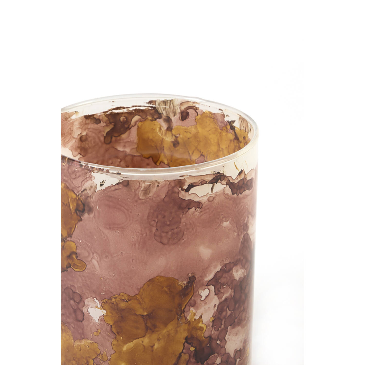 Tealight Ø10x13 cm DALINO glass amber+dark pink