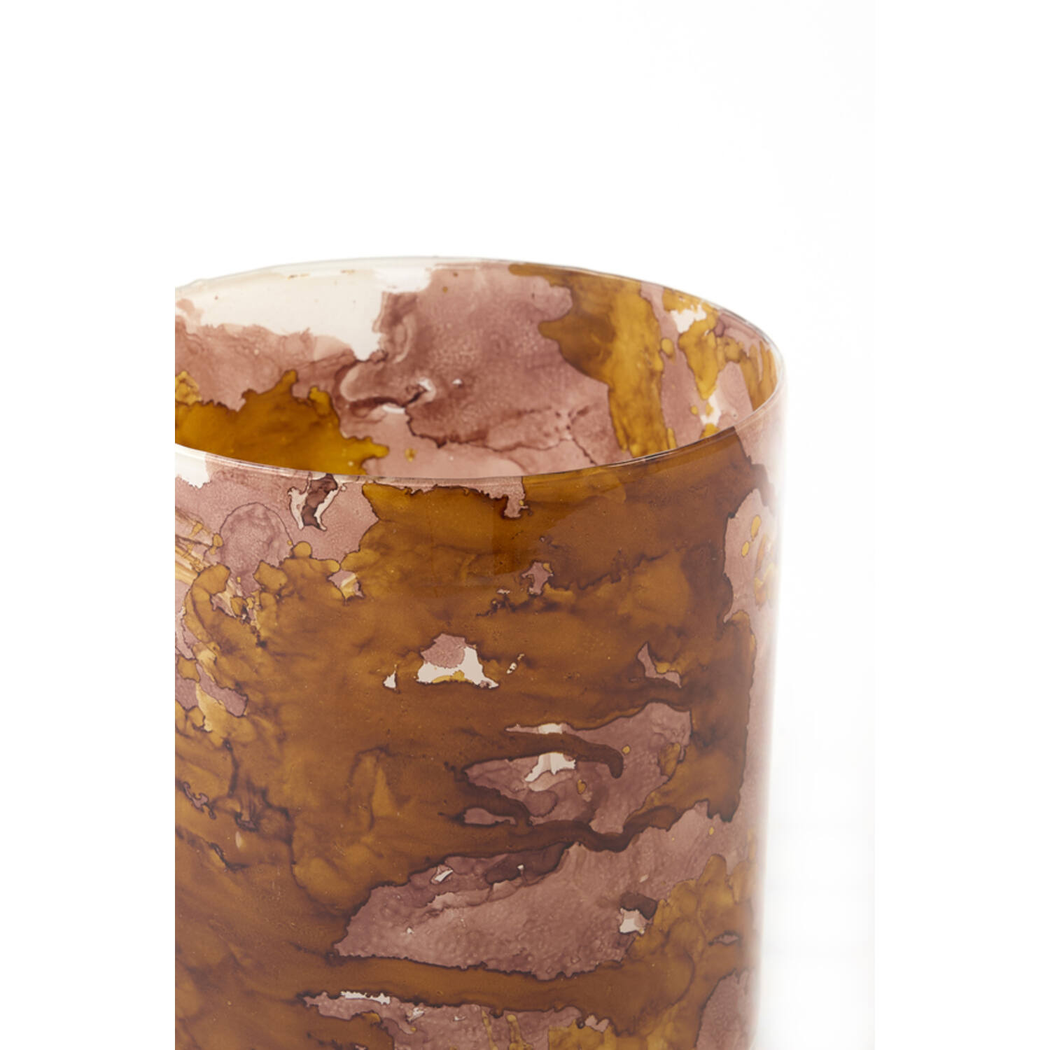 Tealight Ø15x16 cm DALINO glass amber+dark pink