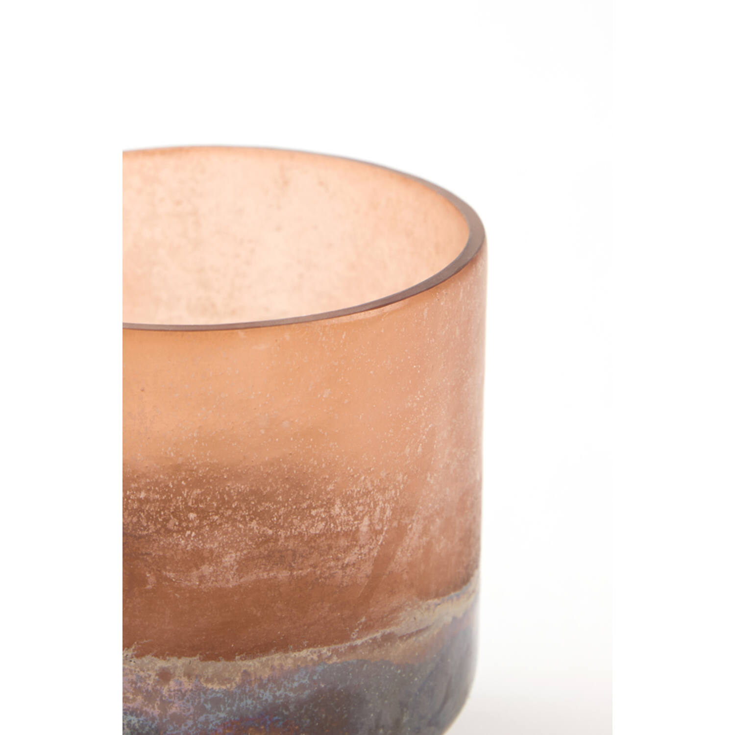 Tealight Ø15x16 cm BADERO glass antique dark brown+brown