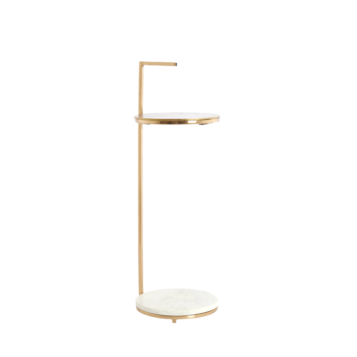 Bijzettafel Ø26x76 cm LEDA marmer wit+antiek brons