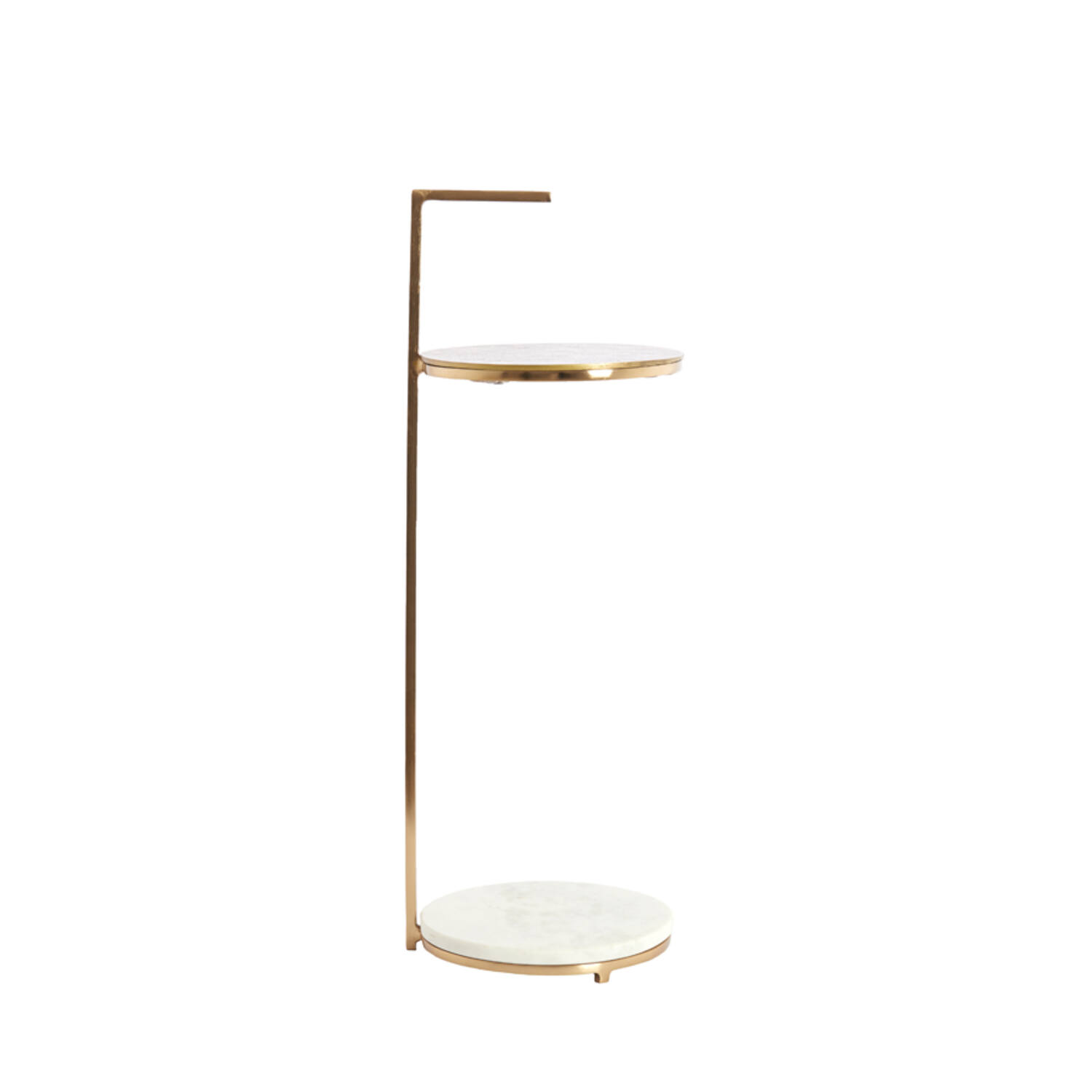 Bijzettafel Ø26x76 cm LEDA marmer wit+antiek brons