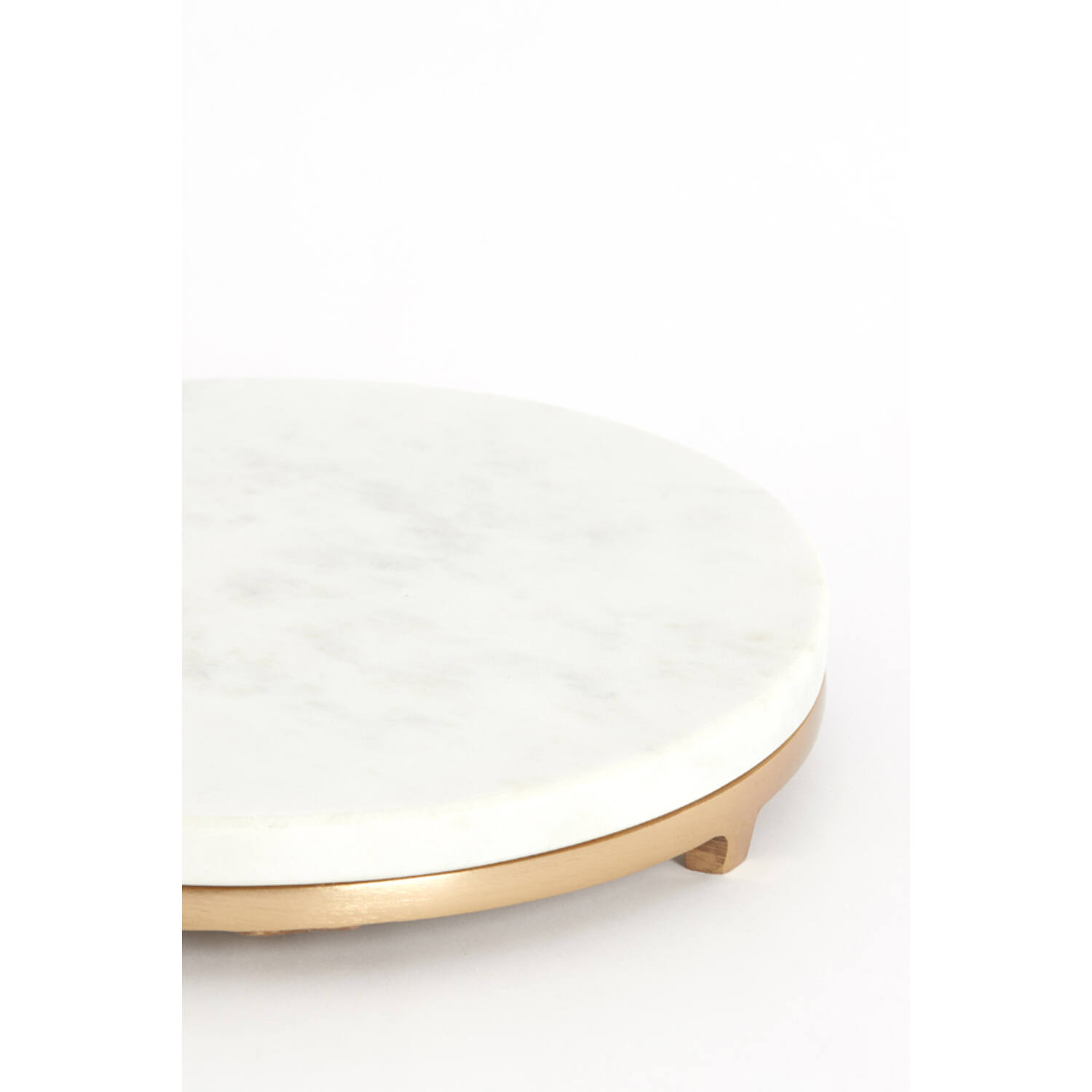 Bijzettafel Ø26x76 cm LEDA marmer wit+antiek brons