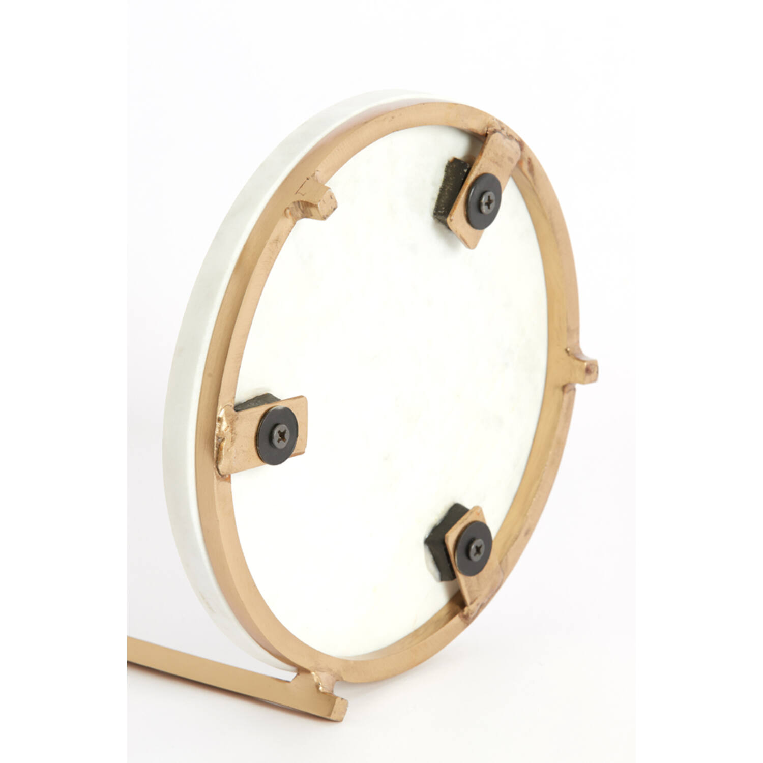 Bijzettafel Ø26x76 cm LEDA marmer wit+antiek brons