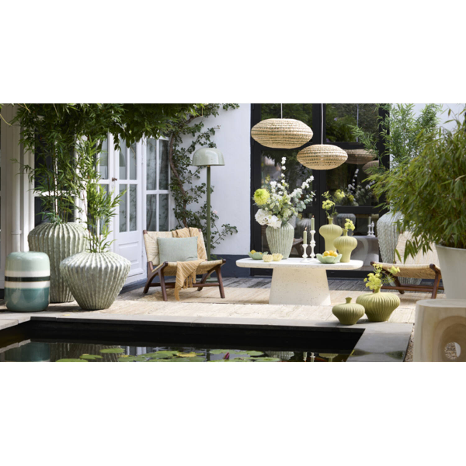 Floor lamp Ø40x155 cm MARIVET olive green+light green
