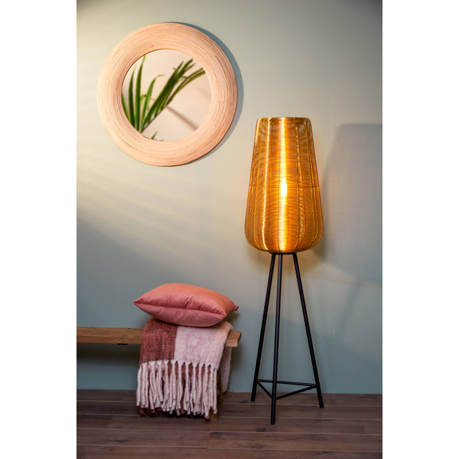 Floor lamp tripod Ø37x135 cm ADETA gold+matt black