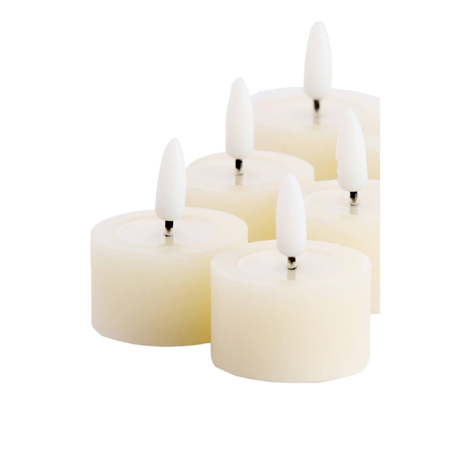 Tealight candle LED S/6 6xØ4,5x2,5 cm FARIA cream