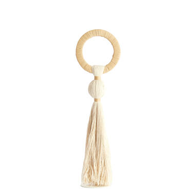 Ornament Ø14x62 cm YAVIZA cream+raffia natural