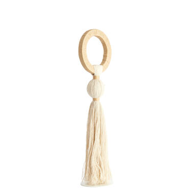 Ornament Ø14x62 cm YAVIZA cream+raffia natural