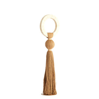 Ornament Ø14x62 cm YAVIZA ocher yellow+raffia cream