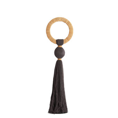 Ornament Ø14x62 cm YAVIZA dark brown+raffia sand