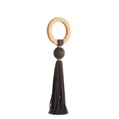 Ornament Ø14x62 cm YAVIZA dark brown+raffia sand