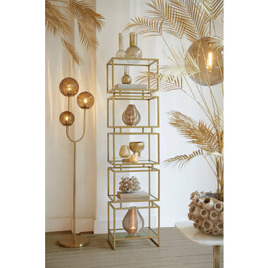 Vloerlamp 3L E14 38x20x162 cm MAGDALA glas bruin+goud