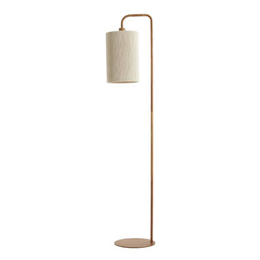 Vloerlamp 33,5x28x155 cm DONIO hout print naturel+touw crème