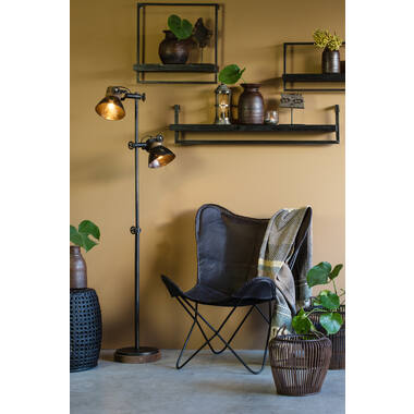 Vloerlamp 40x30x165 cm JODY zwart zink+hout bruin
