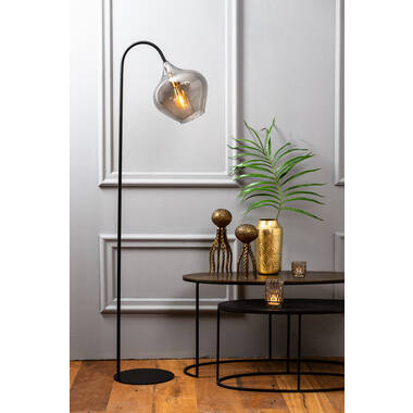 Vloerlamp 45x28x160 cm RAKEL mat zwart+smoke