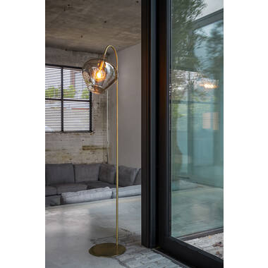 Vloerlamp 45x28x160 cm RAKEL antiek brons+smoke