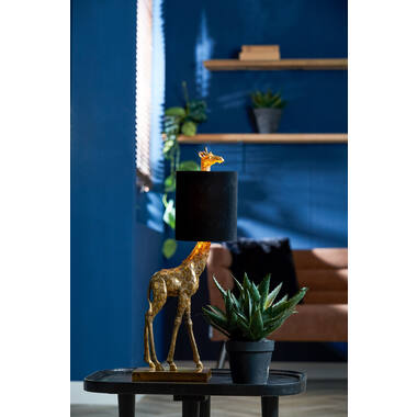 Tafellamp 26x16x61 cm GIRAFFE antiek brons+velvet zwart