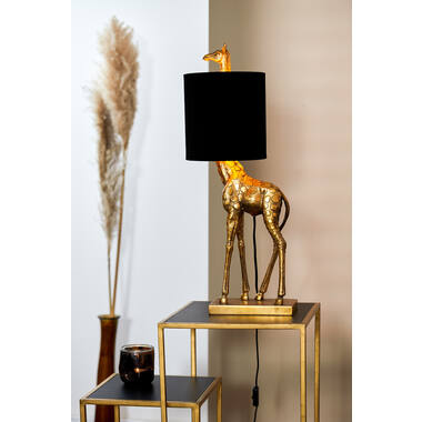 Tafellamp 28x20x68 cm GIRAFFE antiek brons+velvet zwart