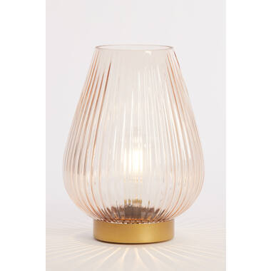 Tafellamp LED Ø21x28 cm TAJERA glas perzik+goud