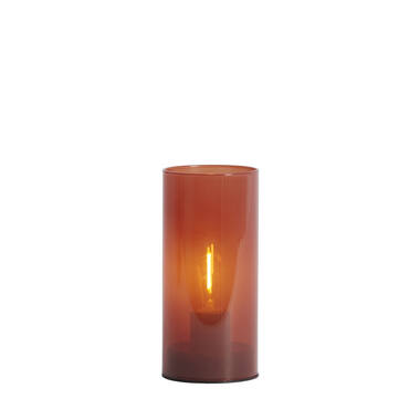 Tafellamp LED Ø7x15 cm VAZOLLA glas melk steenrood