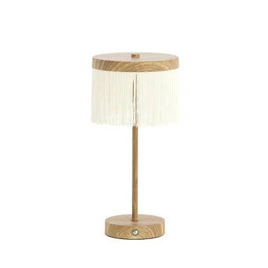 Tafellamp LED Ø17x35 cm DINY hout print+crème