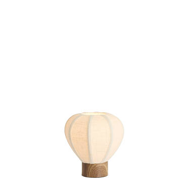 Table lamp Ø23x23,5 cm KYZO wood print natural+linen cream