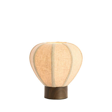 Table lamp Ø23x23,5 cm KYZO wood print d brown+linen nat.