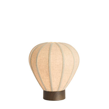 Table lamp Ø35x36 cm KYZO wood print d brown+linen nat.