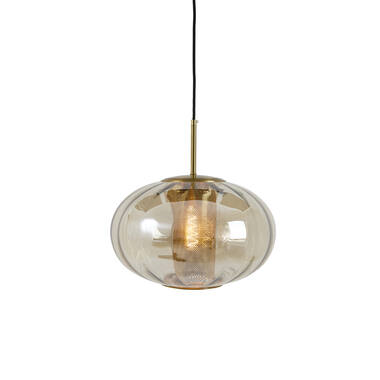 Hanging lamp Ø35x21 cm MINDELO glass amber+gold