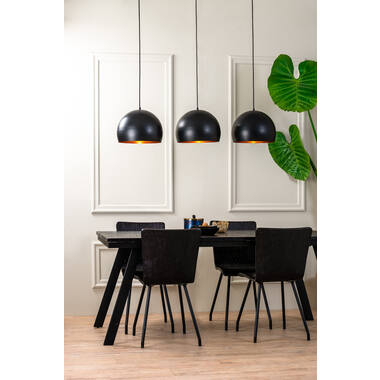 Hanglamp 3L 120x33x25 cm JAICEY mat zwart-goud