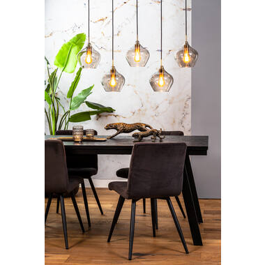 Hanglamp 5L 104x20x120 cm RAKEL antiek brons+smoke