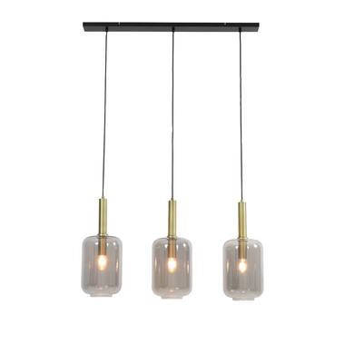 Hanglamp 3L 100x22x32 cm LEKAR antiek brons+smoke glas