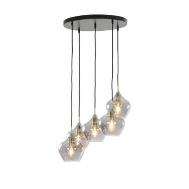 Hanglamp 5L Ø61x66 cm RAKEL antiek brons+smoke