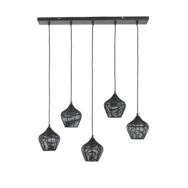 Hanglamp 5L 100x20x122 cm ALVARO mat zwart