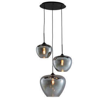 Hanging lamp 3L Ø40x160 cm MAYSON smoked glass+matt black